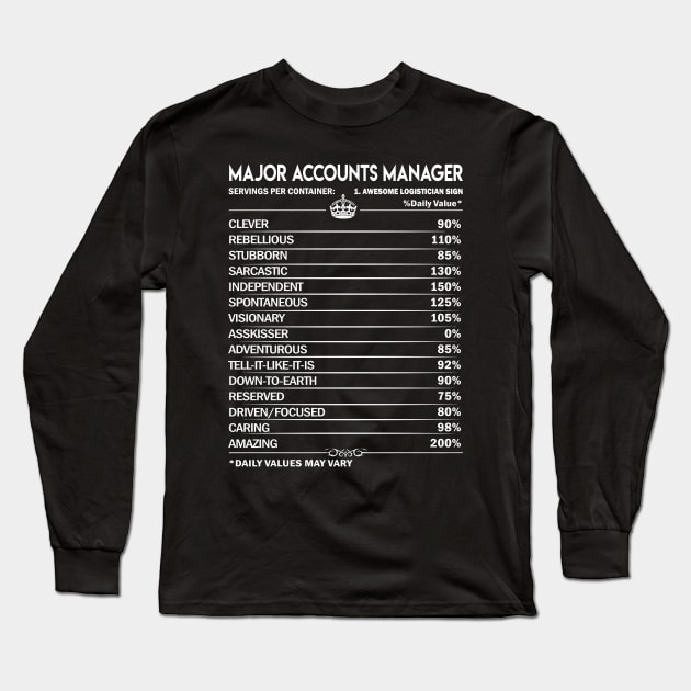 Major Accounts Manager T Shirt - Major Accounts Manager Factors Daily Gift Item Tee Long Sleeve T-Shirt by Jolly358